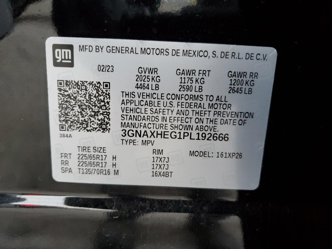 3GNAXHEG1PL192666 CHEVROLET EQUINOX 2023