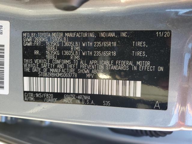 VIN 5TDBZRBH0MS069778 2021 Toyota Highlander, L no.13