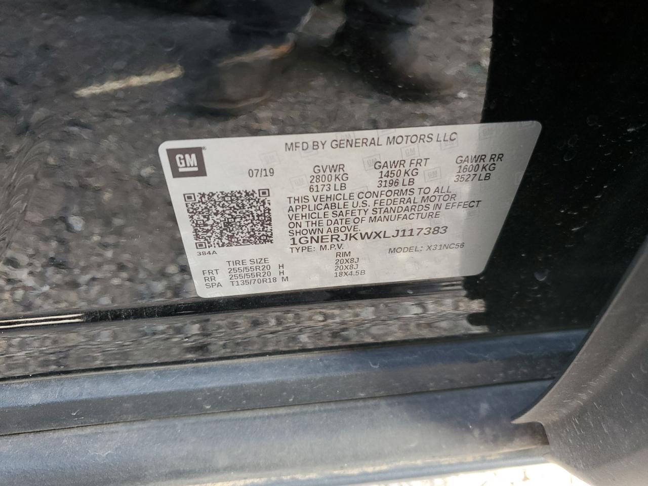 1GNERJKWXLJ117383 CHEVROLET TRAVERSE 2020