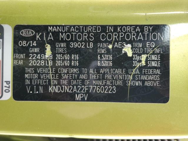 KNDJN2A22F7760223 | 2015 KIA SOUL