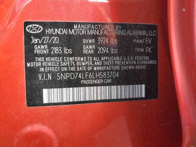 5NPD74LF6LH583704 | 2020 HYUNDAI ELANTRA SE