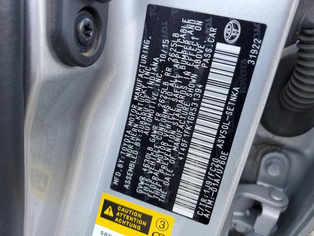 4T4BF1FK1GR531394 TOYOTA CAMRY 2016