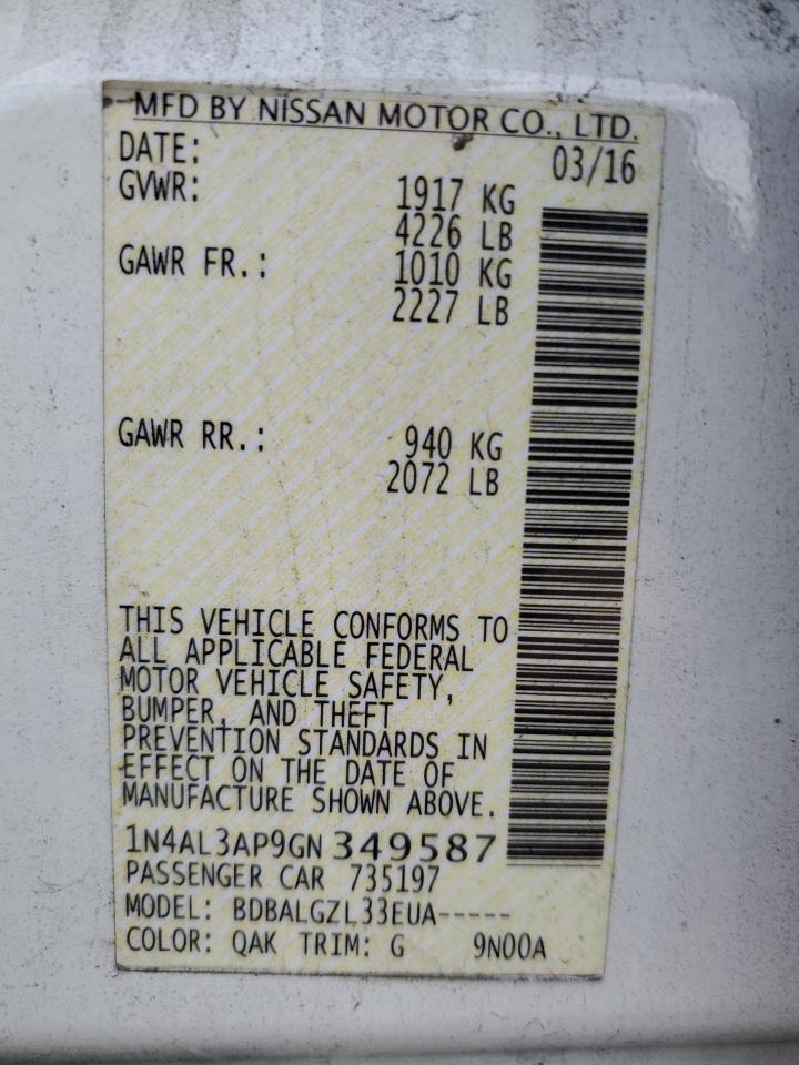 1N4AL3AP9GN349587 NISSAN ALTIMA 2016