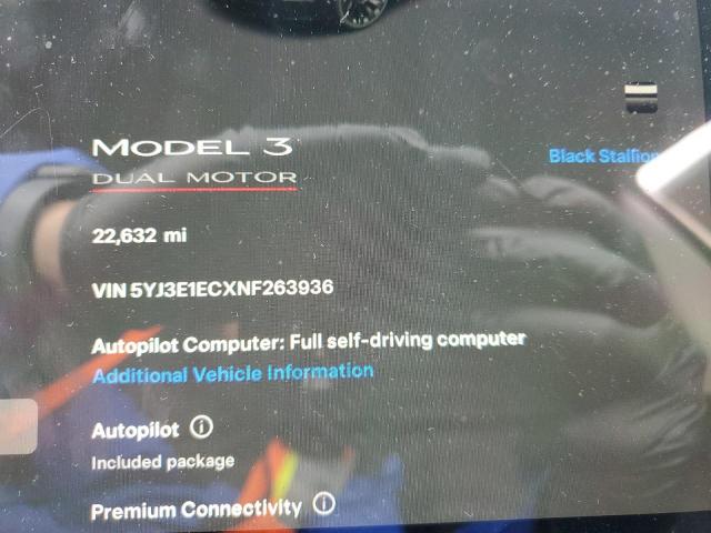 2022 Tesla Model 3 VIN: 5YJ3E1ECXNF263936 Lot: 37029984