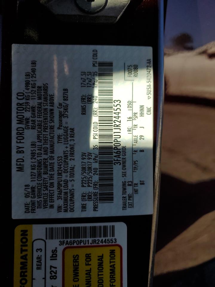 3FA6P0PU1JR244553 FORD FUSION 2018