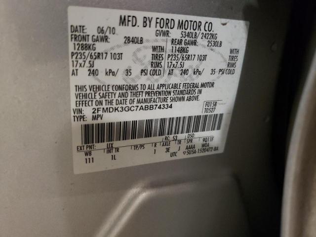 2010 Ford Edge Se VIN: 2FMDK3GC7ABB74334 Lot: 39804284