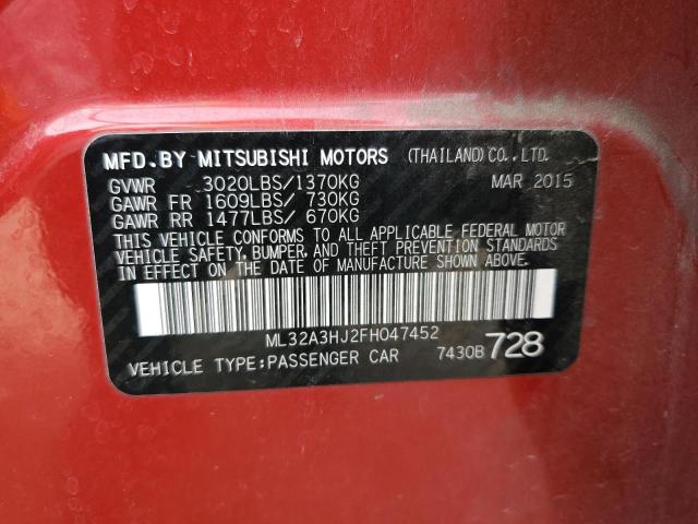 Lot #2487005895 2015 MITSUBISHI MIRAGE DE salvage car