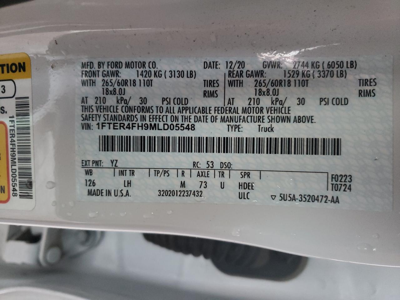 1FTER4FH9MLD05548 FORD RANGER 2021