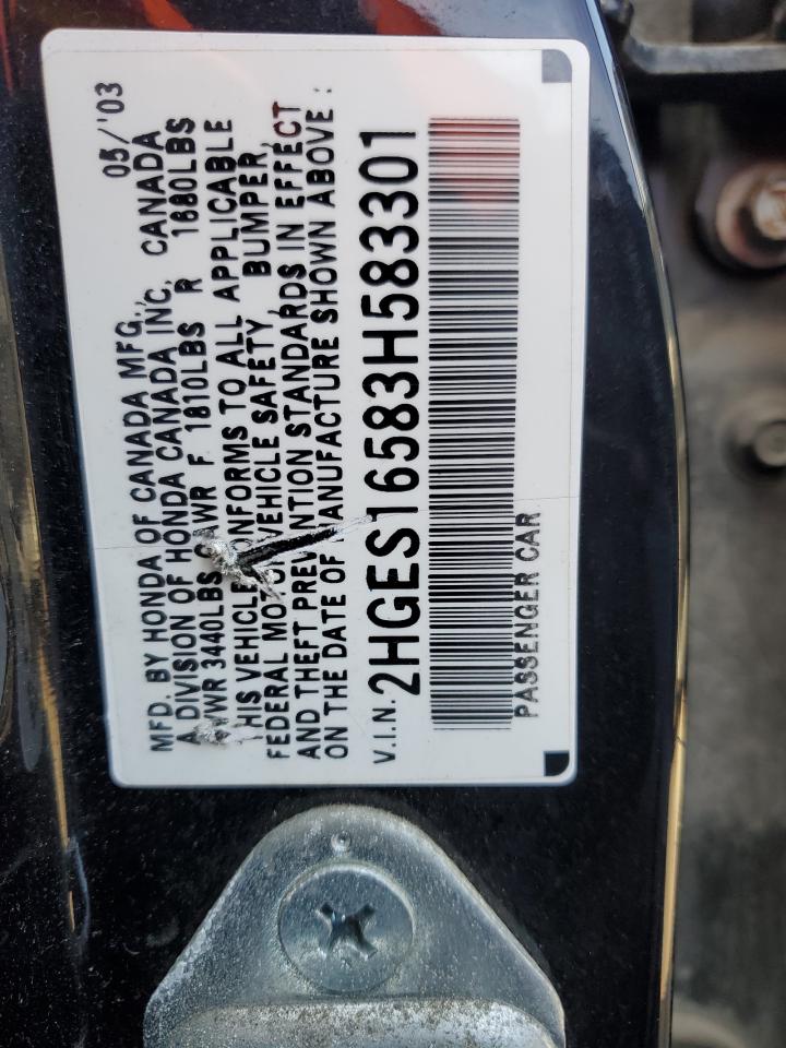 2HGES16583H583301 2003 Honda Civic Lx