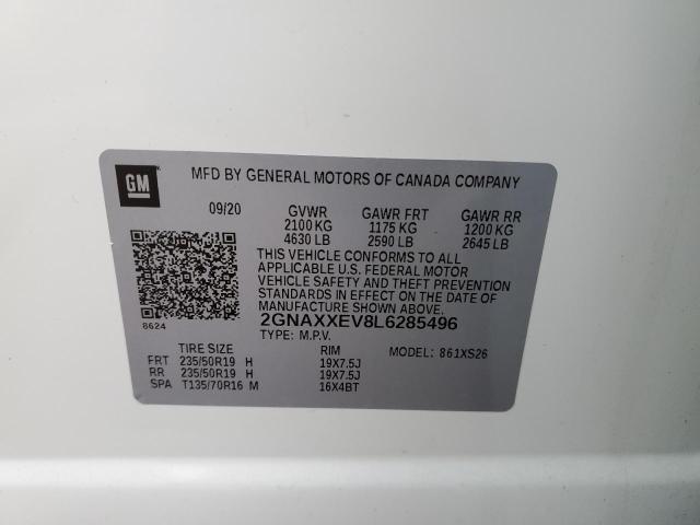 2GNAXXEV8L6285496 | 2020 CHEVROLET EQUINOX PR