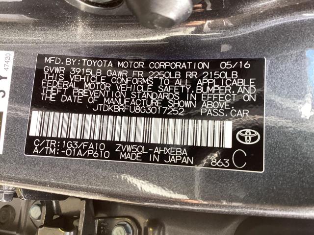 JTDKBRFU8G3017252 | 2016 Toyota prius