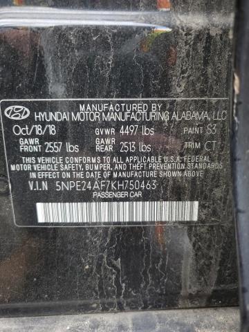 5NPE24AF7KH750463 | 2019 HYUNDAI SONATA SE