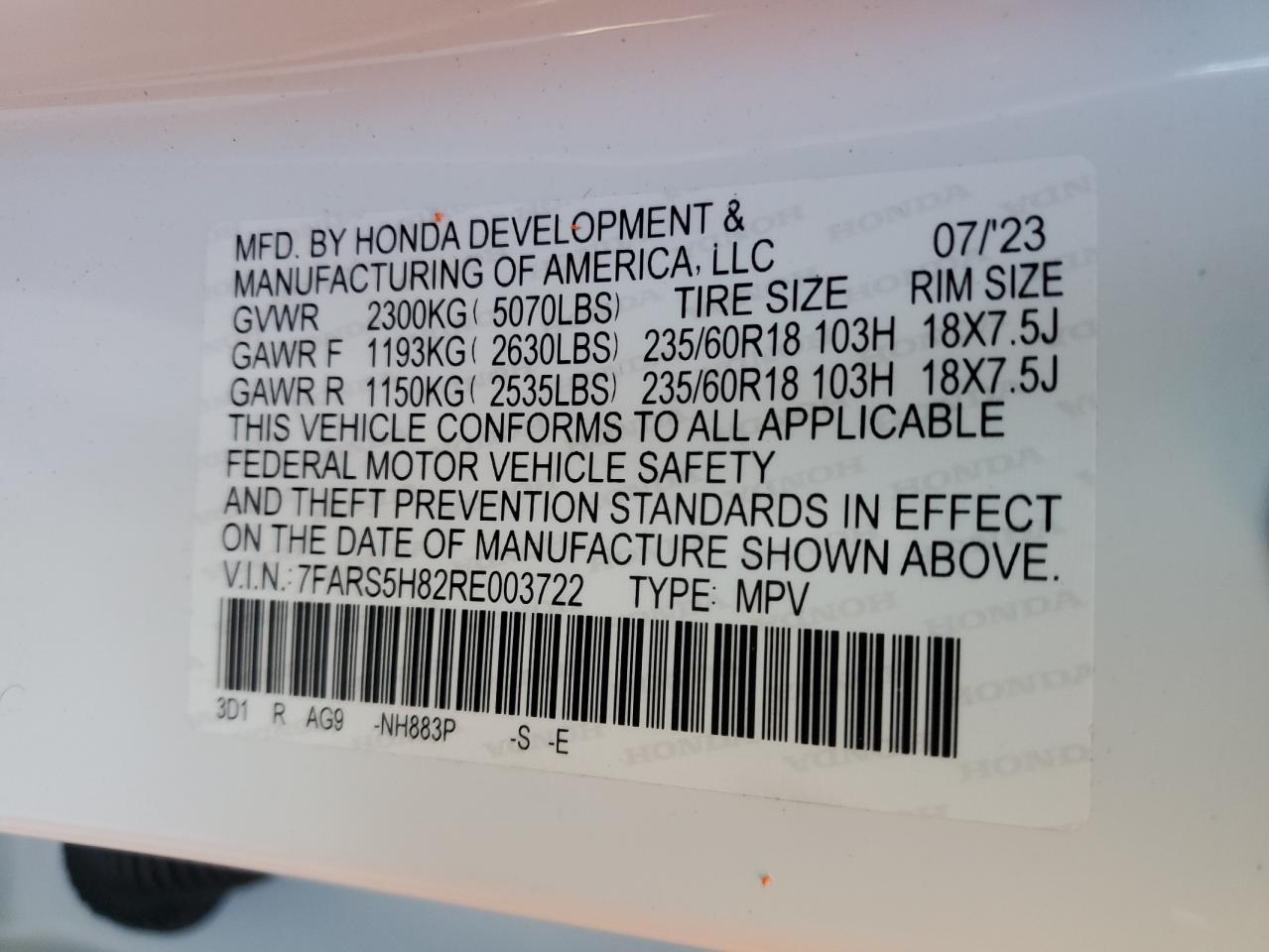 7FARS5H82RE003722 HONDA CRV 2024