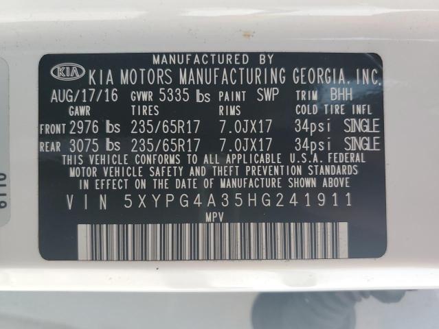 5XYPG4A35HG241911 | 2017 KIA SORENTO LX