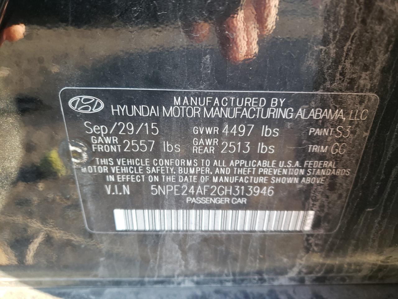 5NPE24AF2GH313946 2016 Hyundai Sonata Se