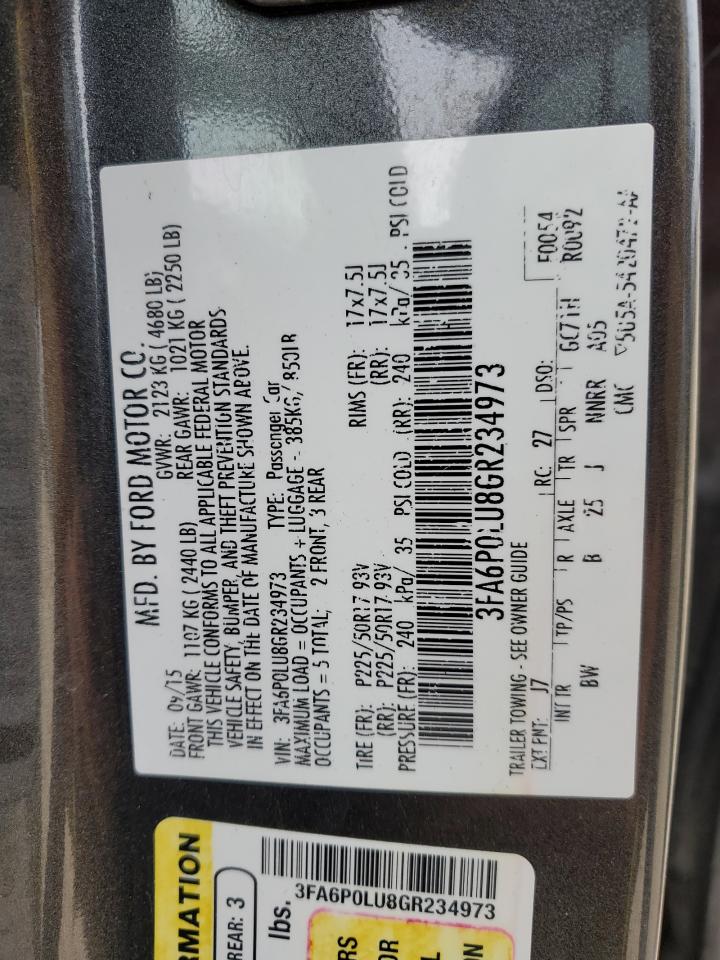 3FA6P0LU8GR234973 FORD FUSION 2016