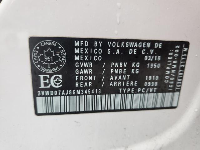 2016 Volkswagen Jetta Comfortline VIN: 3VWD07AJ8GM345413 Lot: 40121334