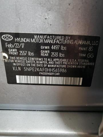 5NPE24AF0HH565986 | 2017 HYUNDAI SONATA SE