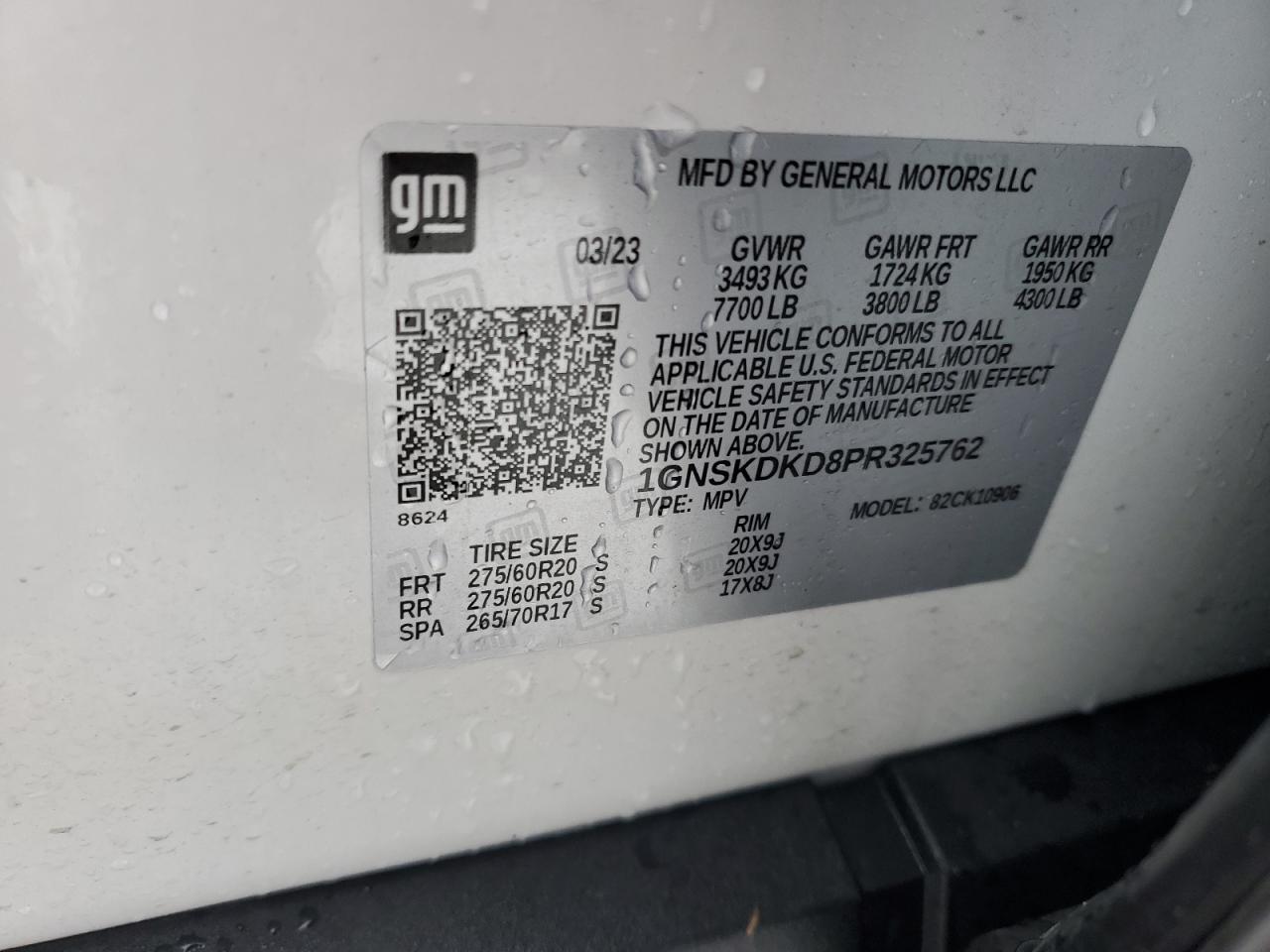 1GNSKDKD8PR325762 CHEVROLET SUBURBAN 2023