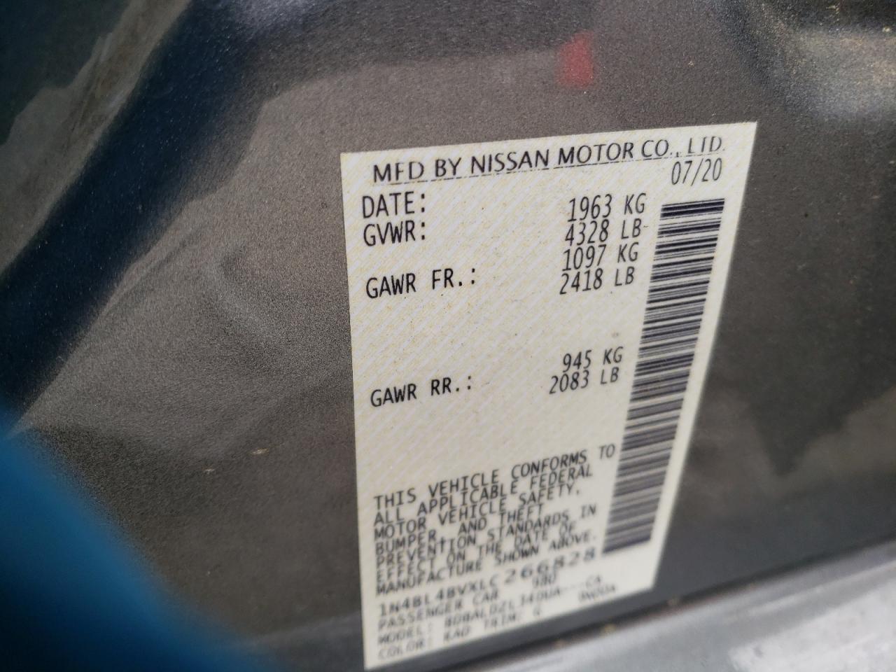 1N4BL4BVXLC266828 NISSAN ALTIMA 2020