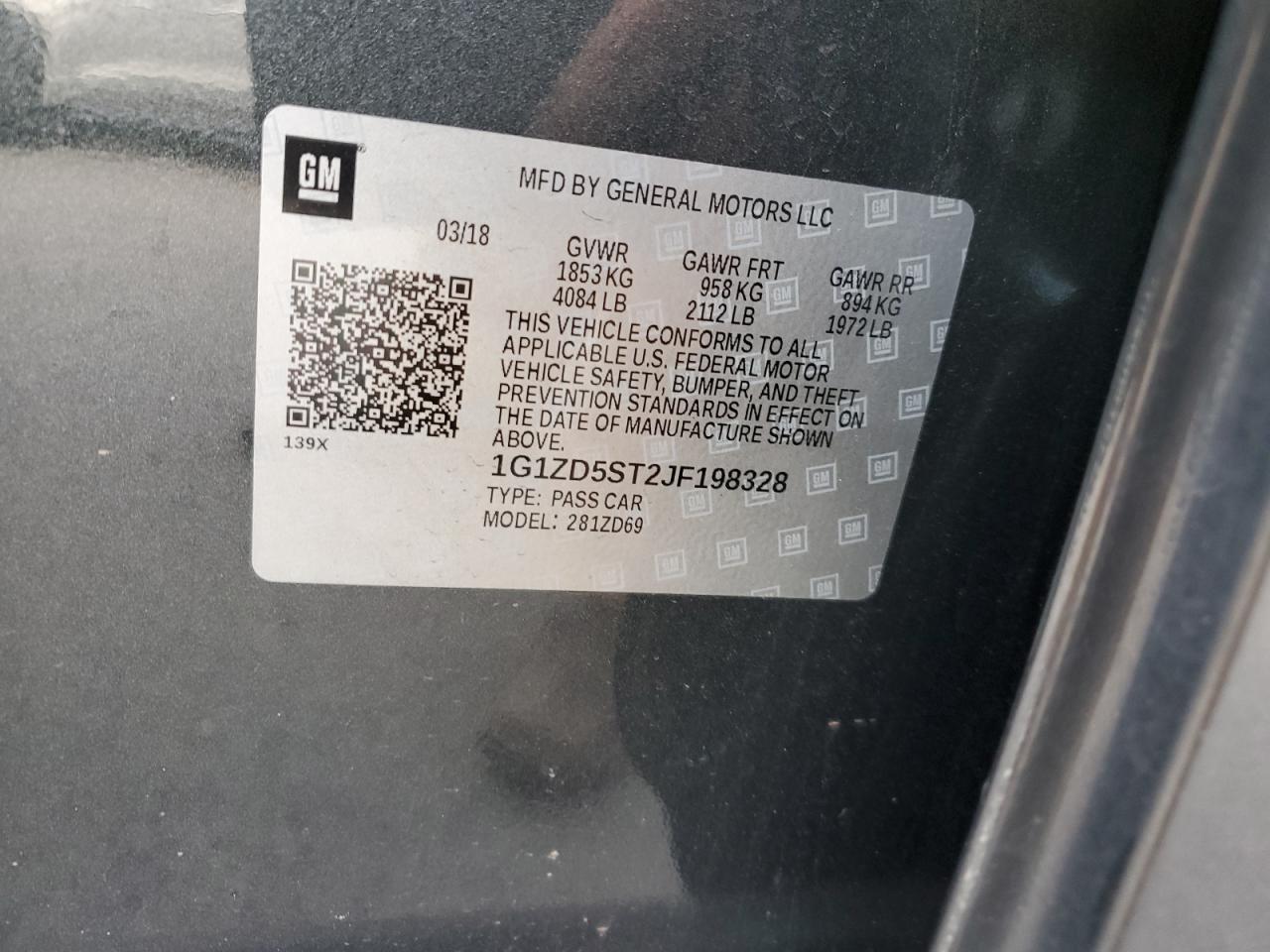 1G1ZD5ST2JF198328 CHEVROLET MALIBU 2018