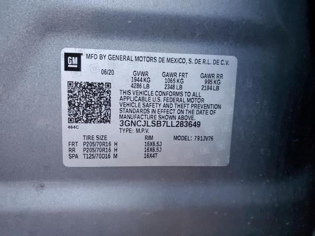 3GNCJLSB7LL283649 | 2020 CHEVROLET TRAX 1LT