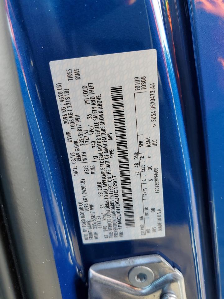 1FMCU0HD6JUC12917 FORD ESCAPE 2018