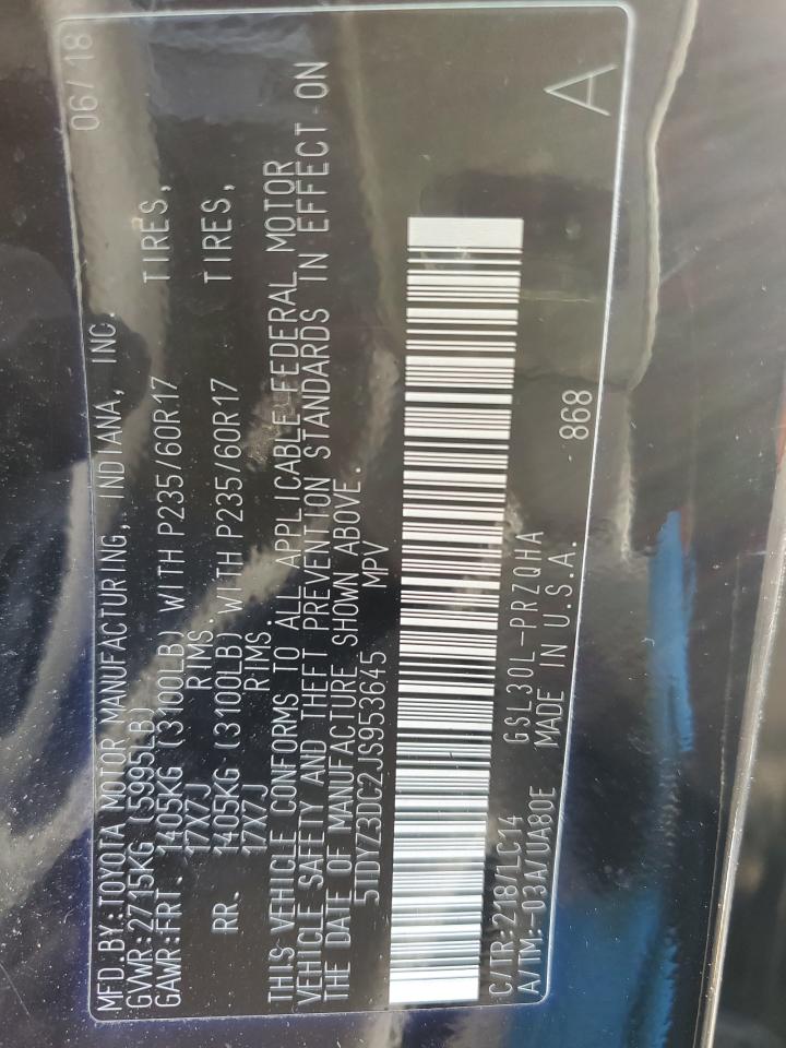5TDYZ3DC2JS953645 TOYOTA All Models 2018