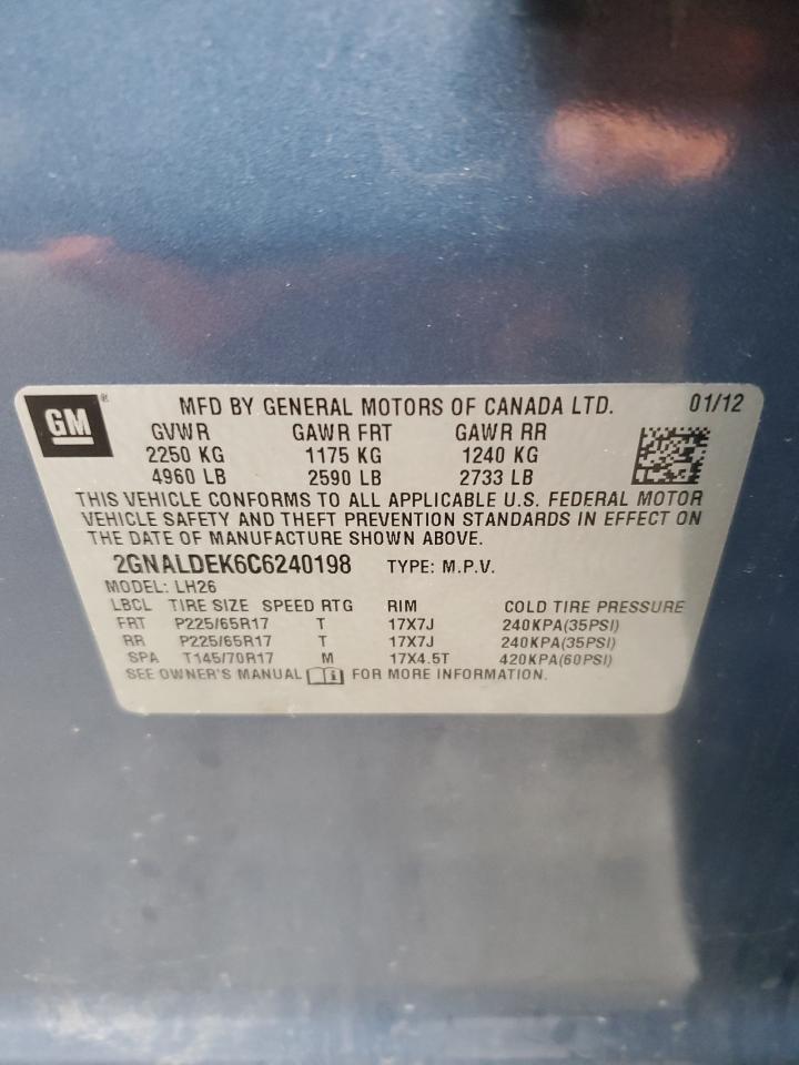 2GNALDEK6C6240198 2012 Chevrolet Equinox Lt