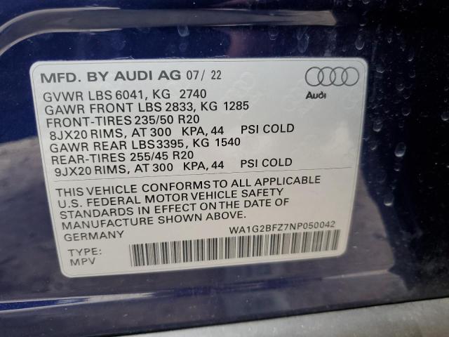 2022 AUDI Q4 E-TRON WA1G2BFZ7NP050042