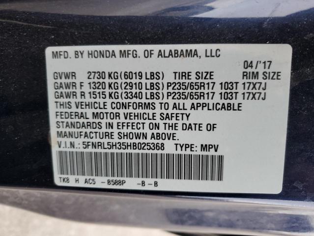 5FNRL5H35HB025368 | 2017 HONDA ODYSSEY SE