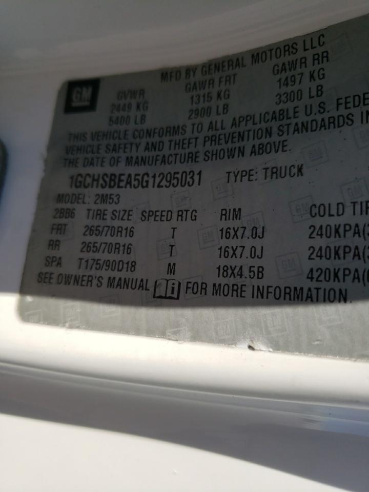 1GCHSBEA5G1295031 CHEVROLET COLORADO 2016