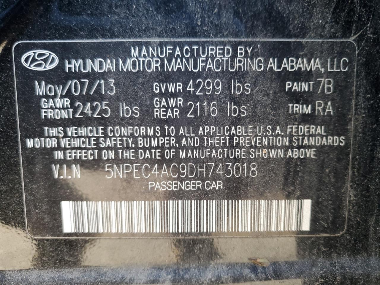 Lot #3045575695 2013 HYUNDAI SONATA SE