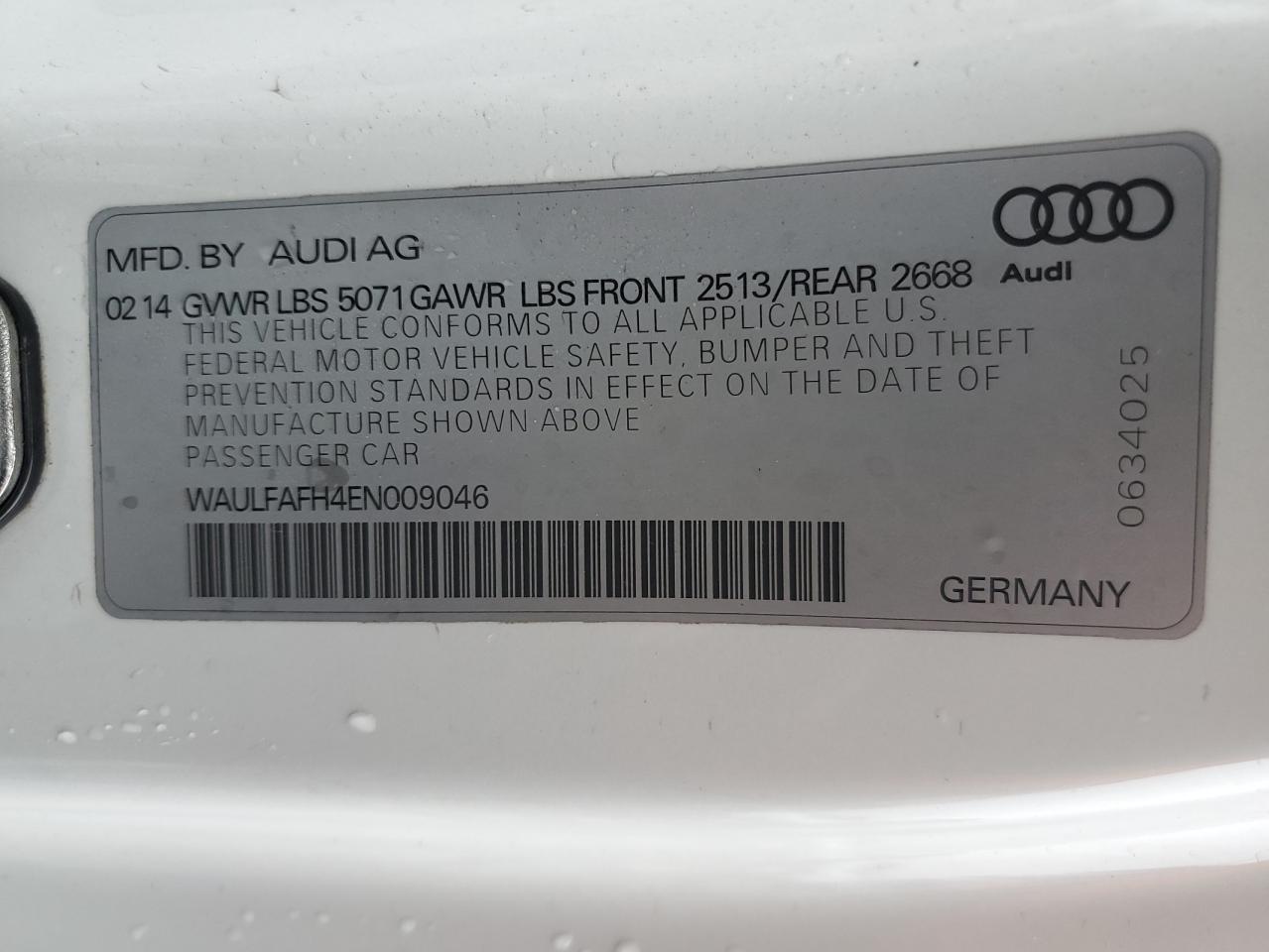 waulfafh4en009046 WAULFAFH4EN009046 2014 Audi A5 Premium Plus