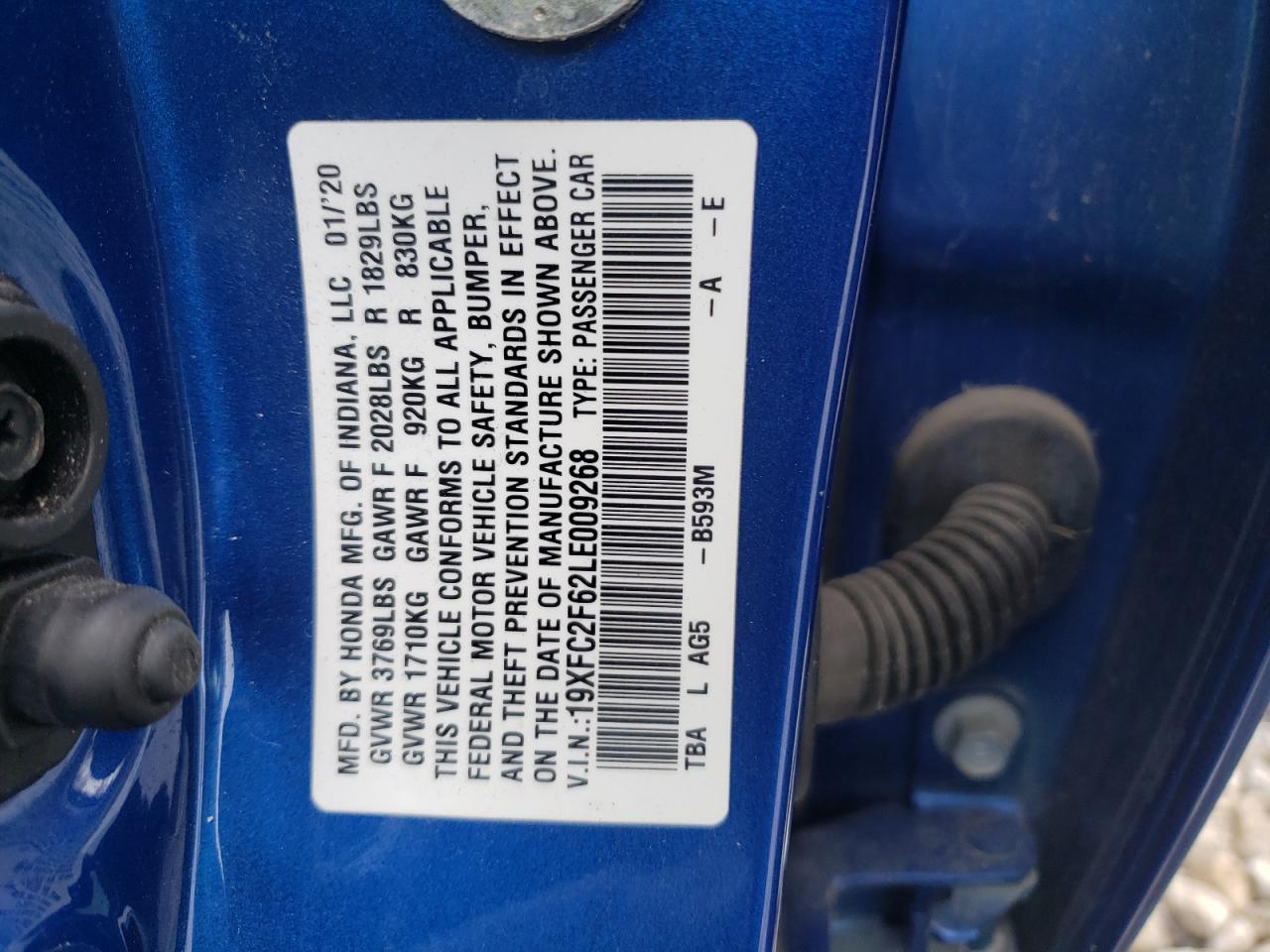 19XFC2F62LE009268 HONDA CIVIC 2020