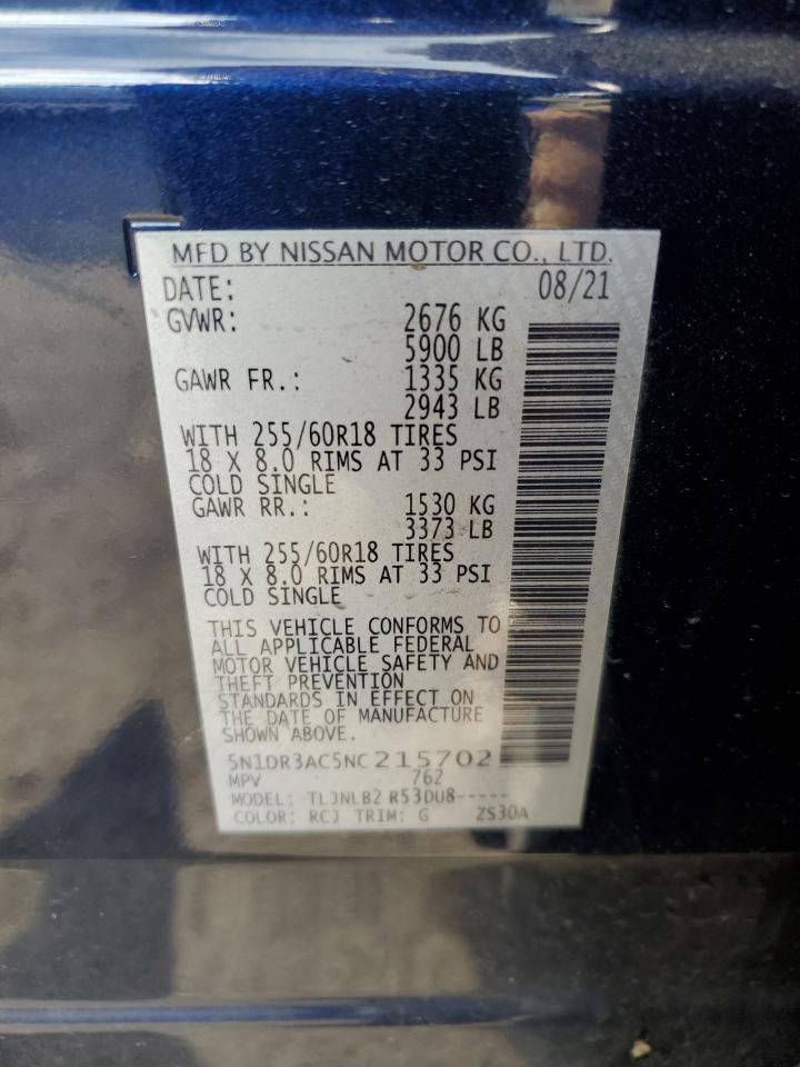 5N1DR3AC5NC215702 NISSAN PATHFINDER 2022