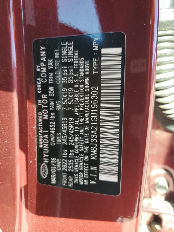 KM8J33A21GU196302 HYUNDAI TUCSON 2016