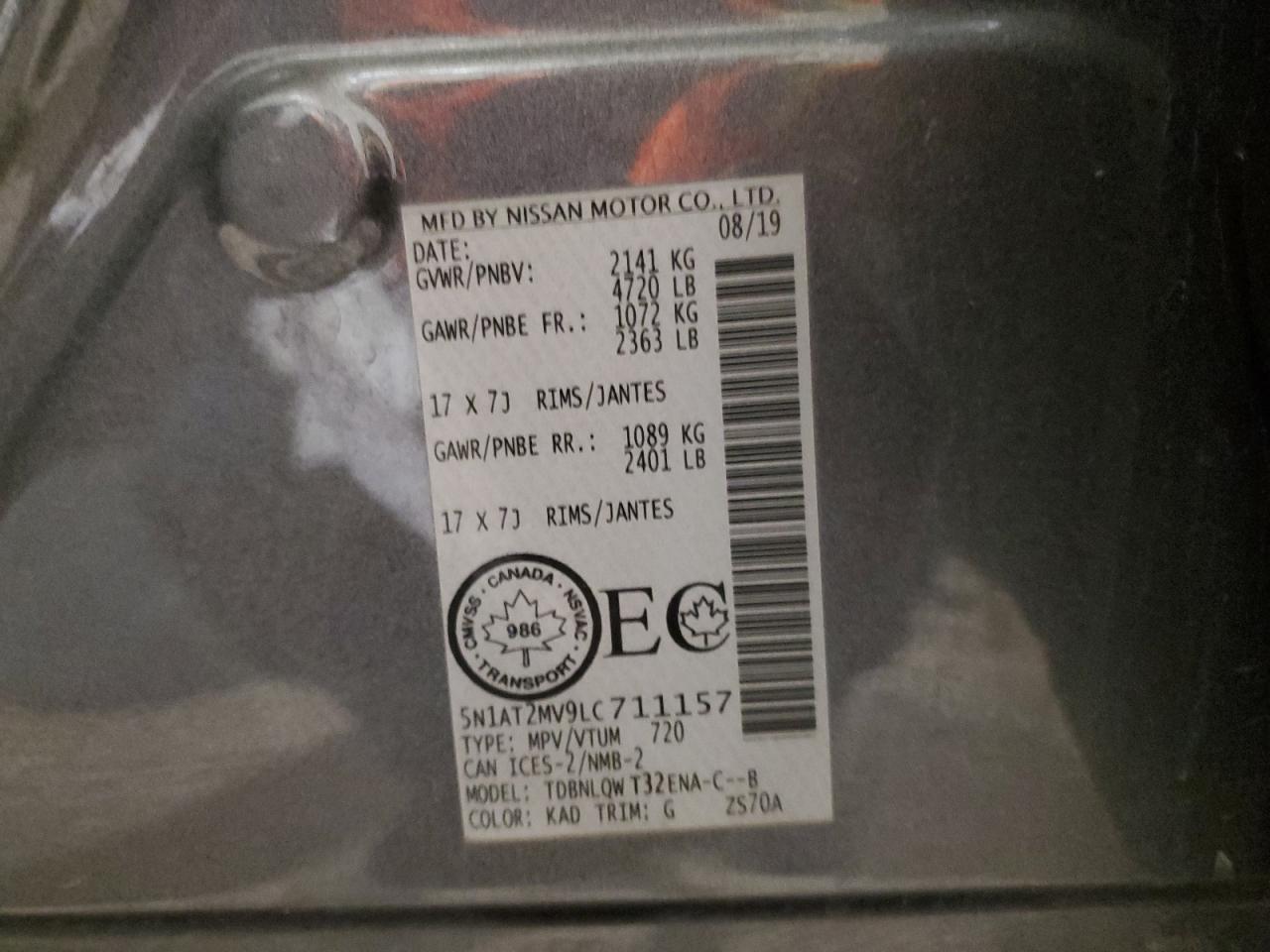 5N1AT2MV9LC711157 NISSAN ROGUE 2020