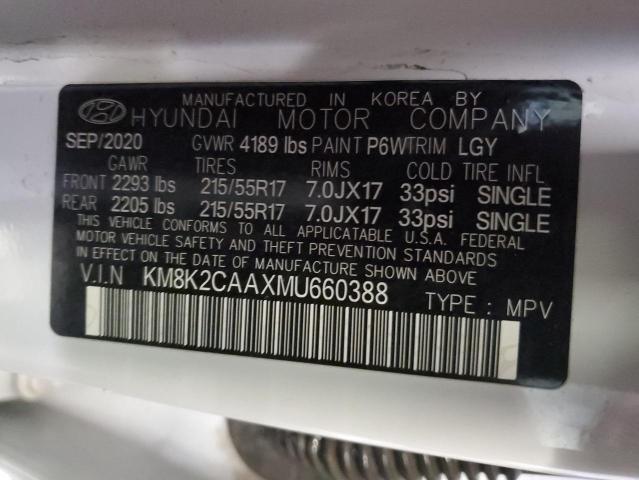 KM8K2CAAXMU660388 | 2021 HYUNDAI KONA SEL