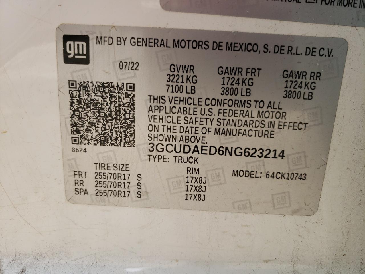 3GCUDAED6NG623214 CHEVROLET ALL Models 2022