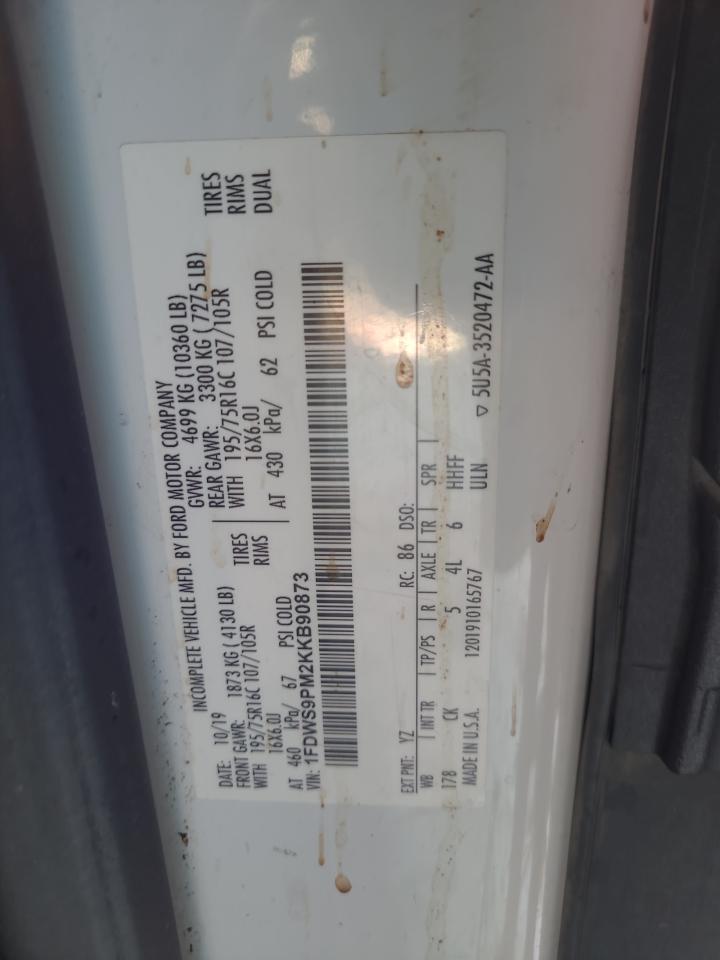 1FDWS9PM2KKB90873 FORD TRANSIT 2019