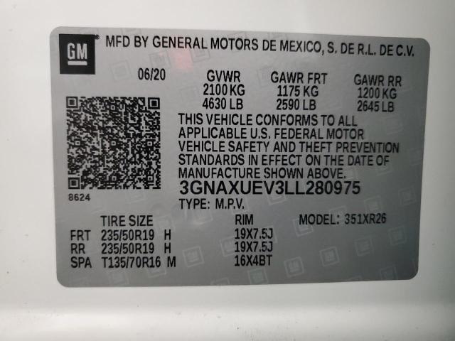 2020 CHEVROLET EQUINOX LT - 3GNAXUEV3LL280975