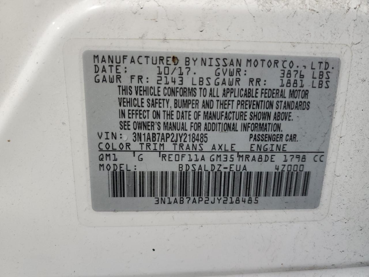3N1AB7AP2JY218485 NISSAN SENTRA 2018