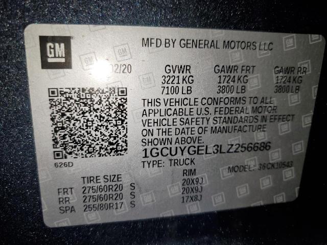 1GCUYGEL3LZ256686 | 2020 CHEVROLET SILVERADO