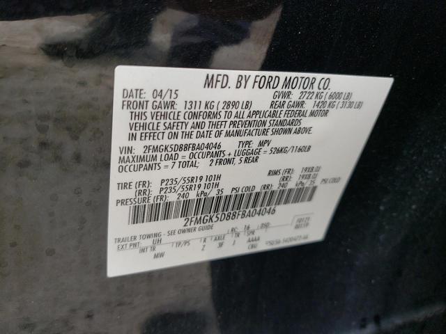 2FMGK5D88FBA04046 | 2015 FORD FLEX LIMIT