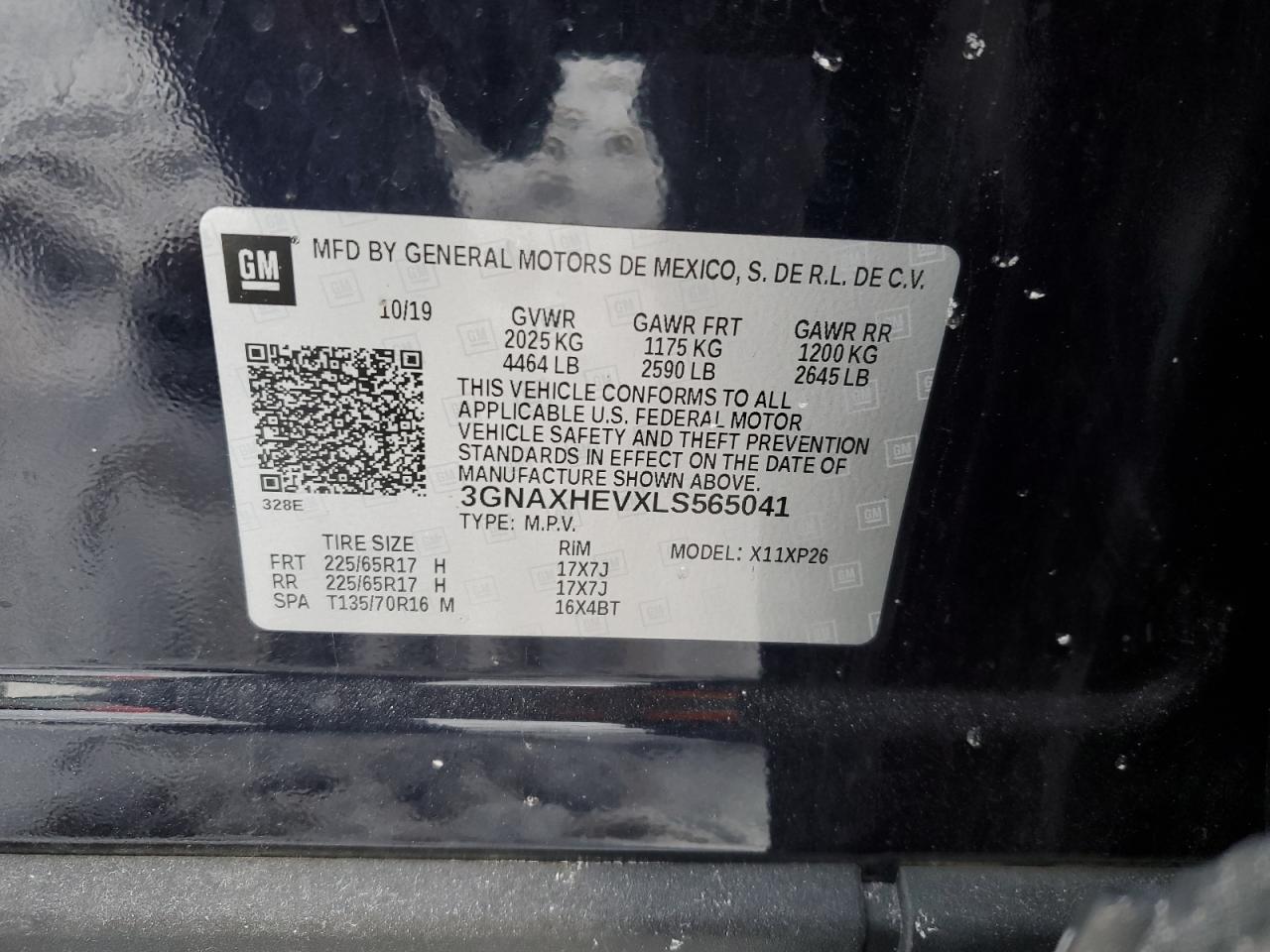 3GNAXHEVXLS565041 CHEVROLET EQUINOX 2020