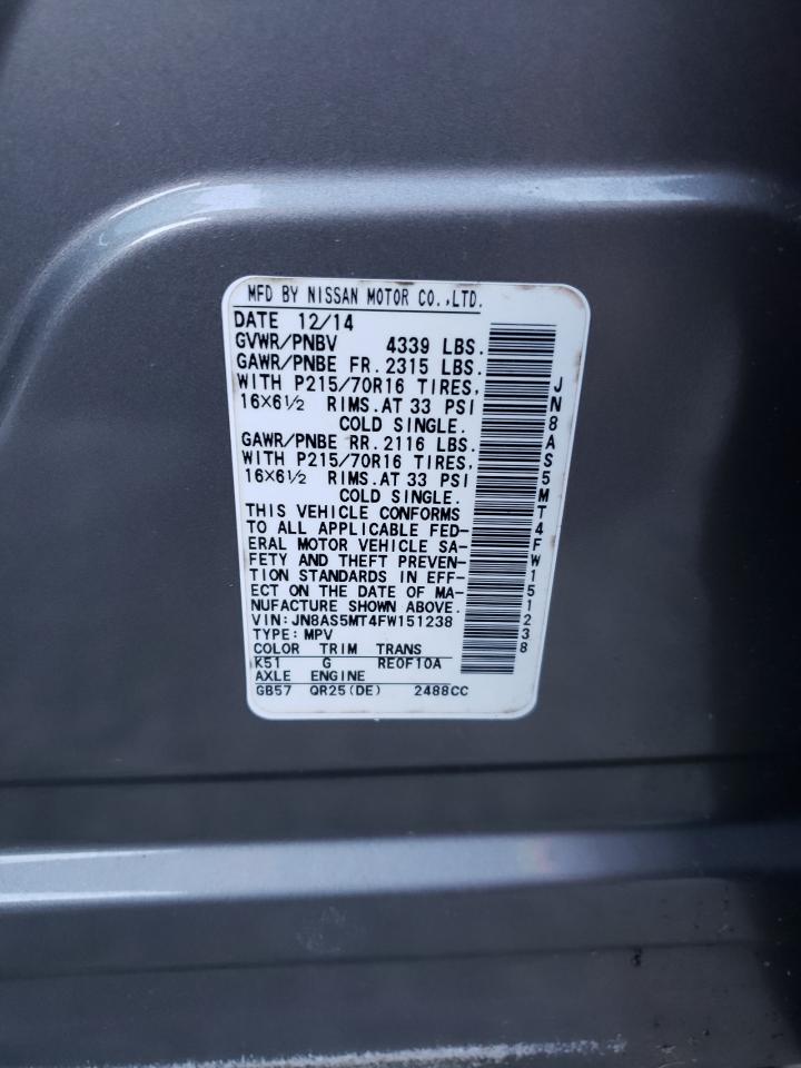 JN8AS5MT4FW151238 2015 Nissan Rogue Select S