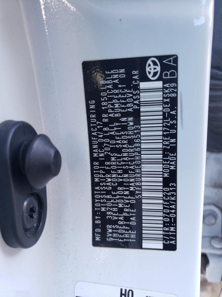 5YFBURHE0HP686513 TOYOTA COROLLA 2017