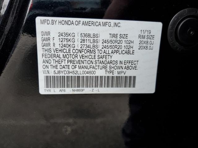 2020 ACURA MDX TECHNO 5J8YD3H52LL004600