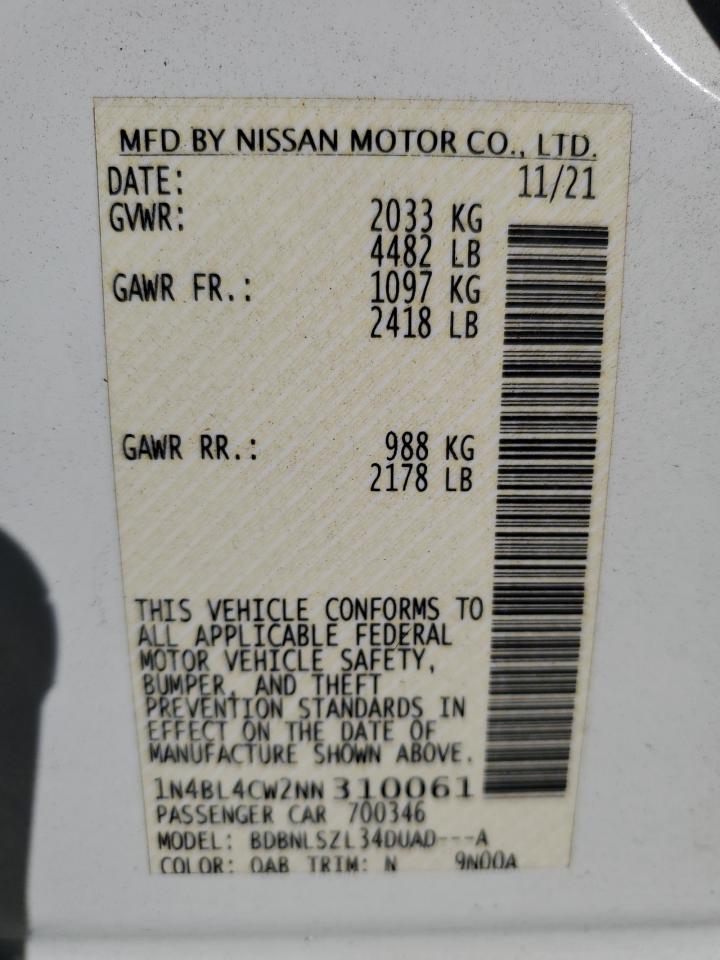 1N4BL4CW2NN310061 NISSAN ALTIMA 2022